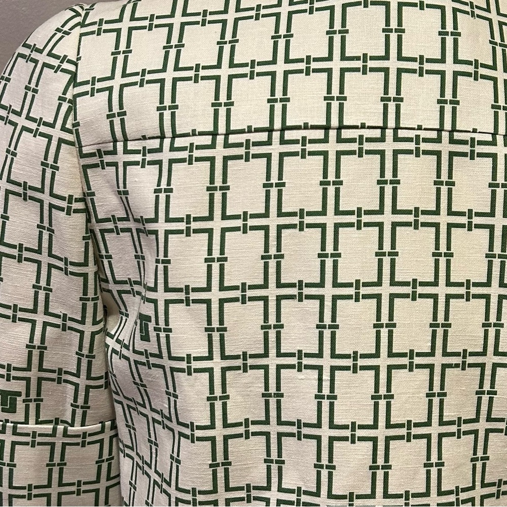 Tara Jarmon Christine Woven Chain Link Logo Pattern Collar Button Front Top - Picture 11 of 14